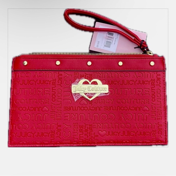 Juicy Couture Handbags - JUICY COUTURE Vibrant Red Embossed Wristlet with Gold Hardware  NWT ($45 Retail)
